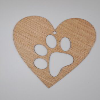 Intra απο ξύλο plywood 3mm-4mm πάχος - Ξύλινη καρδιά με πόδι στολίδι χριστουγεννιάτικου δέντρου Δίασταση 10x10 cm Intraeaxys-yon023x7 - Image 1