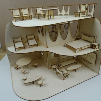 Intra απο ξύλο plywood 3mm-4mm πάχος - Ξύλινο κουκλόσπιτο με έπιπλα Δίασταση 30x30 cm Intraeaxys-r7vm94l7 - Image 1