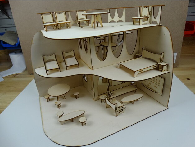 Intra απο ξύλο plywood 3mm-4mm πάχος - Ξύλινο κουκλόσπιτο με έπιπλα Δίασταση 30x30 cm Intraeaxys-r7vm94l7