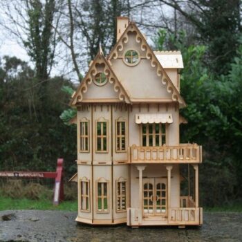 Intra απο ξύλο plywood 3mm-4mm πάχος - Ξύλινο Γοτθικό Σπίτι Μίνι Διώροφο Κουκλόσπιτο Δίασταση 40x50 cm Intraeaxys-joedpk91 - Image 1