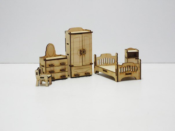 Intra απο ξύλο plywood 3mm-4mm πάχος - Σετ Έπιπλα Κουκλόσπιτου Δίασταση 30x30 cm Intraeaxys-loppqyxo