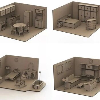 Intra απο ξύλο plywood 3mm-4mm πάχος - Σετ Έπιπλα Κουκλόσπιτου Δίασταση 30x30 cm Intraeaxys-zo9y49x7 - Image 1