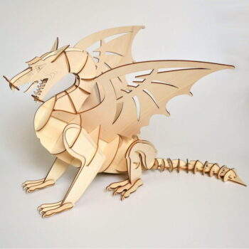 Intra απο ξύλο plywood 3mm-4mm πάχος - Δράκος με κινούμενη ουρά Δίασταση 30x30 cm Intraeaxys-r1z24ml1 - Image 1