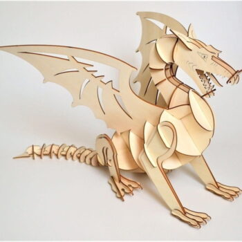 Intra απο ξύλο plywood 3mm-4mm πάχος - Δράκος με κινούμενη ουρά Δίασταση 30x30 cm Intraeaxys-r1z24ml1 - Image 3