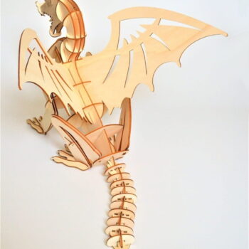 Intra απο ξύλο plywood 3mm-4mm πάχος - Δράκος με κινούμενη ουρά Δίασταση 30x30 cm Intraeaxys-r1z24ml1 - Image 4