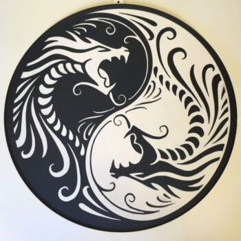 Intra απο ξύλο plywood 3mm-4mm πάχος - Μενταγιόν Yin Yang Dragons Δίασταση 30x30 cm Intraeaxys-ro6yjzm7 - Image 1