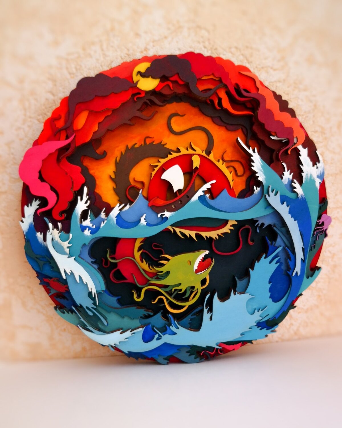 Intra απο ξύλο plywood 3mm-4mm πάχος - Dragon Layered Wood Art Δίασταση 30x30 cm Intraeaxys-d1lvy56o