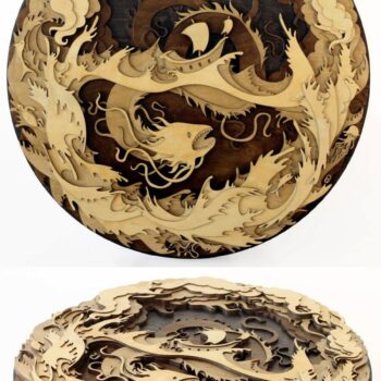 Intra απο ξύλο plywood 3mm-4mm πάχος - Dragon Layered Wood Art Δίασταση 30x30 cm Intraeaxys-d1lvy56o - Image 3