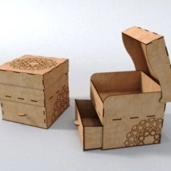 Intra απο ξύλο plywood 3mm-4mm πάχος - Κουτί δώρου με καπάκι και συρτάρι Δίασταση 30x30 cm Intraeaxys-joedyr61 - Image 1