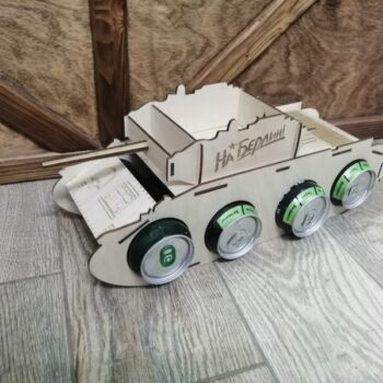 Intra απο ξύλο plywood 3mm-4mm πάχος - Θήκη ποτού σε σχήμα δεξαμενής Δίασταση 30x30 cm Intraeaxys-qom6m041 - Image 1