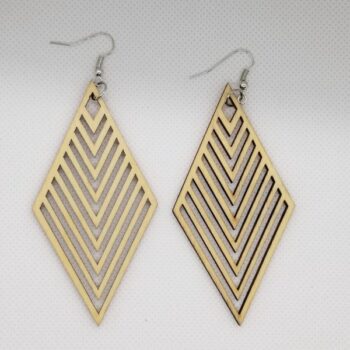 Intra απο ξύλο plywood 3mm-4mm πάχος - Σκουλαρίκια σε σχήμα διαμαντιού Δίασταση 3x3 cm Intraeaxys-075dd8mo - Image 1