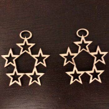 Intra απο ξύλο plywood 3mm-4mm πάχος - Σκουλαρίκια με αστέρια Δίασταση 3x3 cm Intraeaxys-67wz9dl7 - Image 1