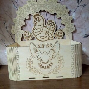 Intra απο ξύλο plywood 3mm-4mm πάχος - Πασχαλινό κουτί Πασχαλινό κοτόπουλο με αυγά Δίασταση 30x30 cm Intraeaxys-p7ymk4r7