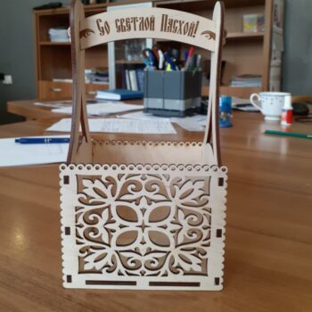 Intra απο ξύλο plywood 3mm-4mm πάχος - Ξύλινο ντεκόρ Πασχαλινό καλάθι Δίασταση 30x30 cm Intraeaxys-67wlxvl1 - Image 1