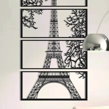 Intra απο ξύλο plywood 3mm-4mm πάχος - Τέχνη τοίχου σε καμβά με πολλά πάνελ με θέα στον Πύργο του Άιφελ Δίασταση 20x20 cm Intraeaxys-yon05ng7 - Image 4