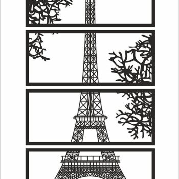 Intra απο ξύλο plywood 3mm-4mm πάχος - Τέχνη τοίχου σε καμβά με πολλά πάνελ με θέα στον Πύργο του Άιφελ Δίασταση 20x20 cm Intraeaxys-yon05ng7 - Image 5