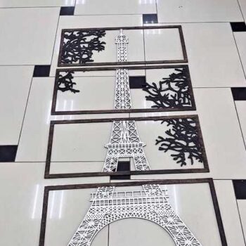 Intra απο ξύλο plywood 3mm-4mm πάχος - Τέχνη τοίχου σε καμβά με πολλά πάνελ με θέα στον Πύργο του Άιφελ Δίασταση 20x20 cm Intraeaxys-yon05ng7 - Image 6