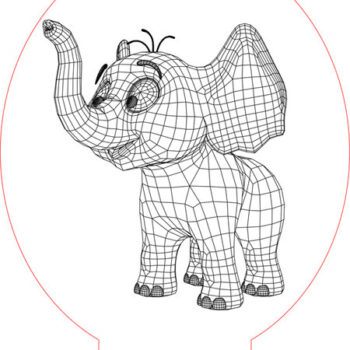 Intra απο ξύλο plywood 3mm-4mm πάχος - Baby Elephant 3D φωτιστικό Δίασταση 30x30 cm Intraeaxys-zo9yg2y7 - Image 3