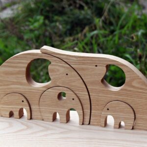 Intra απο ξύλο plywood 3mm-4mm πάχος - Χαριτωμένη οικογένεια ελεφάντων Δίασταση 30x30 cm Intraeaxys-6o3ye3q7