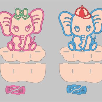 Intra απο ξύλο plywood 3mm-4mm πάχος - Ξύλινο ράφι Baby Elephants Δίασταση 30x30 cm Intraeaxys-p7ymd357 - Image 1