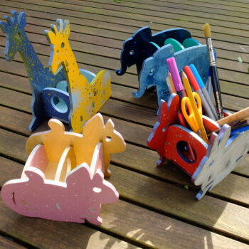 Intra απο ξύλο plywood 3mm-4mm πάχος - Παζλ τρισδιάστατο μολυβοθήκη ελέφαντα Δίασταση 30x30 cm Intraeaxys-d1ljn6om - Image 1