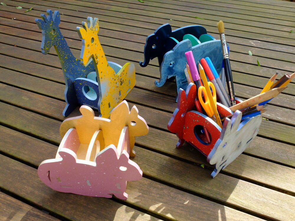 Intra απο ξύλο plywood 3mm-4mm πάχος - Παζλ τρισδιάστατο μολυβοθήκη ελέφαντα Δίασταση 30x30 cm Intraeaxys-d1ljn6om