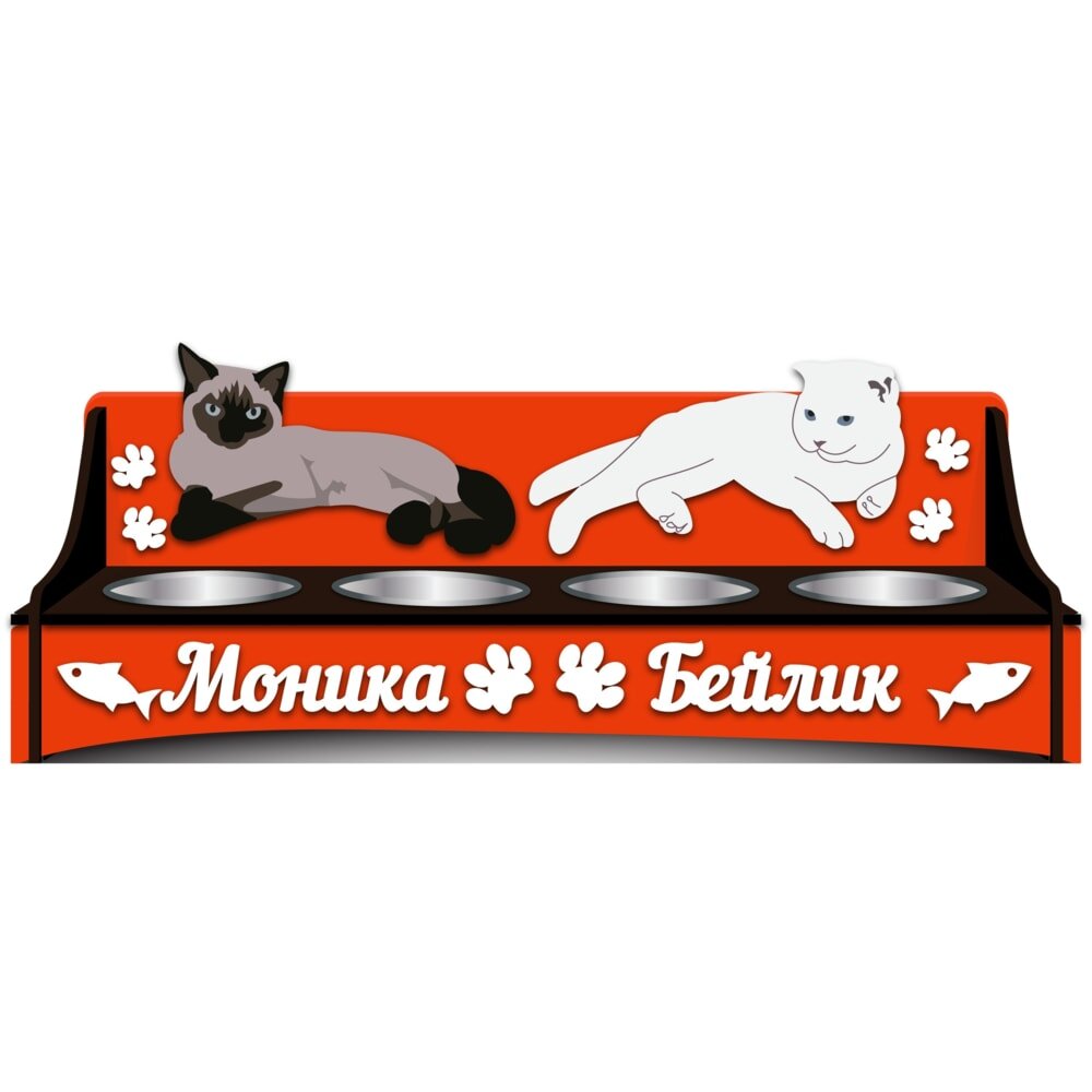 Intra απο ξύλο plywood 3mm-4mm πάχος - Ανυψωμένη βάση διπλού μπολ για κατοικίδια Δίασταση 30x30 cm Intraeaxys-p7ymng27