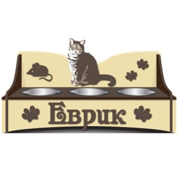 Intra απο ξύλο plywood 3mm-4mm πάχος - Υπερυψωμένη βάση γάτας Bowls Δίασταση 30x30 cm Intraeaxys-67wlr331 - Image 1