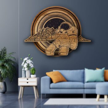 Intra απο ξύλο plywood 3mm-4mm πάχος - Χαραγμένο Space Wall Art με θέμα Cosmos Decor Wall Man in Space Art Δίασταση 30x30 cm Intraeaxys-voq2k45o - Image 1