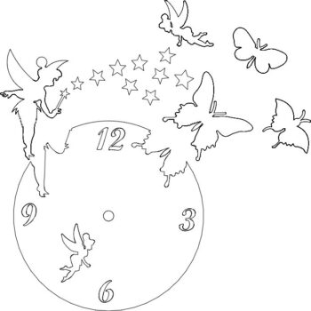 Intra απο ξύλο plywood 3mm-4mm πάχος - Ρολόι πεταλούδα νεράιδα Δίασταση 30x30 cm Intraeaxys-eo4kp97j - Image 1