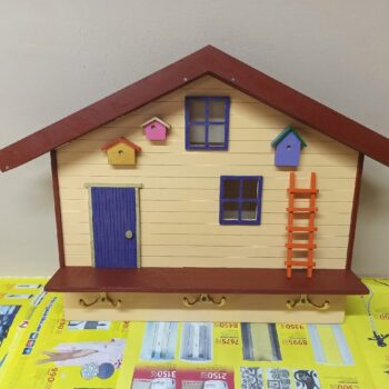 Intra απο ξύλο plywood 3mm-4mm πάχος - Ράφι τοίχου σε σχήμα σπιτιού με γάντζους Δίασταση 30x30 cm Intraeaxys-r1z2klw1 - Image 3