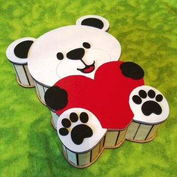 Intra απο ξύλο plywood 3mm-4mm πάχος - Κουτί δώρου σε σχήμα αρκούδας Κουτιά καραμέλας αρκουδάκι Δίασταση 30x30 cm Intraeaxys-078yr3jo - Image 1