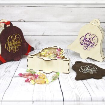 Intra απο ξύλο plywood 3mm-4mm πάχος - Κουτί δώρου σε σχήμα καμπάνας Ξύλινο κουτί καραμέλας Δίασταση 30x30 cm Intraeaxys-r7vmjjk7 - Image 1