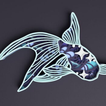 Intra απο ξύλο plywood 3mm-4mm πάχος - Goldfish Layered Art Δίασταση 30x30 cm Intraeaxys-qommlr5o - Image 1