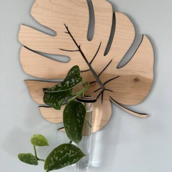 Intra απο ξύλο plywood 3mm-4mm πάχος - Bohemian Leaf Shaped Wall Planter Ξύλινη επιτοίχια σχάρα φυτών για πολλαπλασιασμό Δίασταση 30x30 cm Intraeaxys-6o3n8wp1 - Image 1