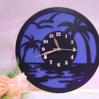 Intra απο ξύλο plywood 3mm-4mm πάχος - Ρολόι τοίχου με θέμα την παραλία Δίασταση 30x30 cm Intraeaxys-voq2n8eo - Image 6