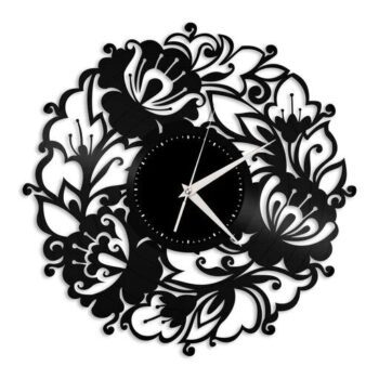 Intra απο ξύλο plywood 3mm-4mm πάχος - Ρολόι τοίχου βινυλίου διακόσμησης λουλουδιών Δίασταση 30x30 cm Intraeaxys-ro6y2lq7 - Image 1