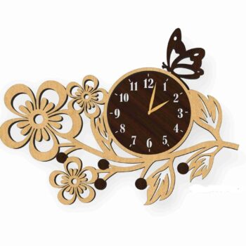 Intra απο ξύλο plywood 3mm-4mm πάχος - Ρολόι τοίχου λουλουδιών Δίασταση 30x30 cm Intraeaxys-6o3yz6k7 - Image 1
