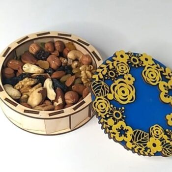 Intra απο ξύλο plywood 3mm-4mm πάχος - Πολυτελές ξύλινο κουτί δώρου Καλάθι δώρου με παξιμάδι Δίασταση 30x30 cm Intraeaxys-pok3gk97 - Image 3