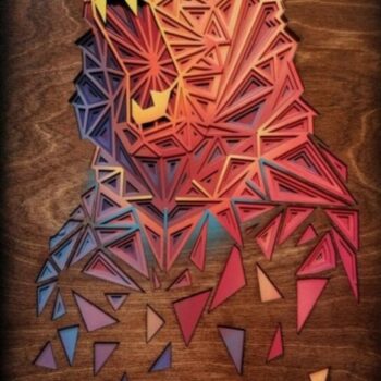 Intra απο ξύλο plywood 3mm-4mm πάχος - Διακόσμηση τοίχου αρκούδας Γεωμετρική τέχνη με στρώσεις Δίασταση 30x30 cm Intraeaxys-qommjlro - Image 1