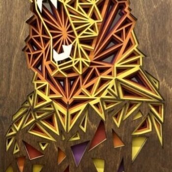 Intra απο ξύλο plywood 3mm-4mm πάχος - Διακόσμηση τοίχου αρκούδας Γεωμετρική τέχνη με στρώσεις Δίασταση 30x30 cm Intraeaxys-qommjlro - Image 3