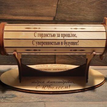 Intra απο ξύλο plywood 3mm-4mm πάχος - Κουτί δώρου με σύριγγα κρασιού Δίασταση 30x30 cm Intraeaxys-075ywgpo - Image 5