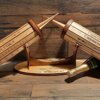 Intra απο ξύλο plywood 3mm-4mm πάχος - Κουτί δώρου με σύριγγα κρασιού Δίασταση 30x30 cm Intraeaxys-075ywgpo - Image 7