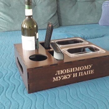 Intra απο ξύλο plywood 3mm-4mm πάχος - Δοχείο σνακ με τηλεχειριστήριο για κινητά τηλέφωνα Drink Organizer Δίασταση 30x30 cm Intraeaxys-eo4qlvy7 - Image 4