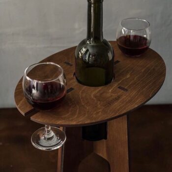 Intra απο ξύλο plywood 3mm-4mm πάχος - Wine Holder Τραπέζι κρασιού για δύο Δώρο για ζευγάρια Δίασταση 30x30 cm Intraeaxys-6o3ylej7 - Image 3
