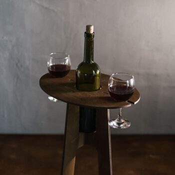 Intra απο ξύλο plywood 3mm-4mm πάχος - Wine Holder Τραπέζι κρασιού για δύο Δώρο για ζευγάρια Δίασταση 30x30 cm Intraeaxys-6o3ylej7 - Image 4