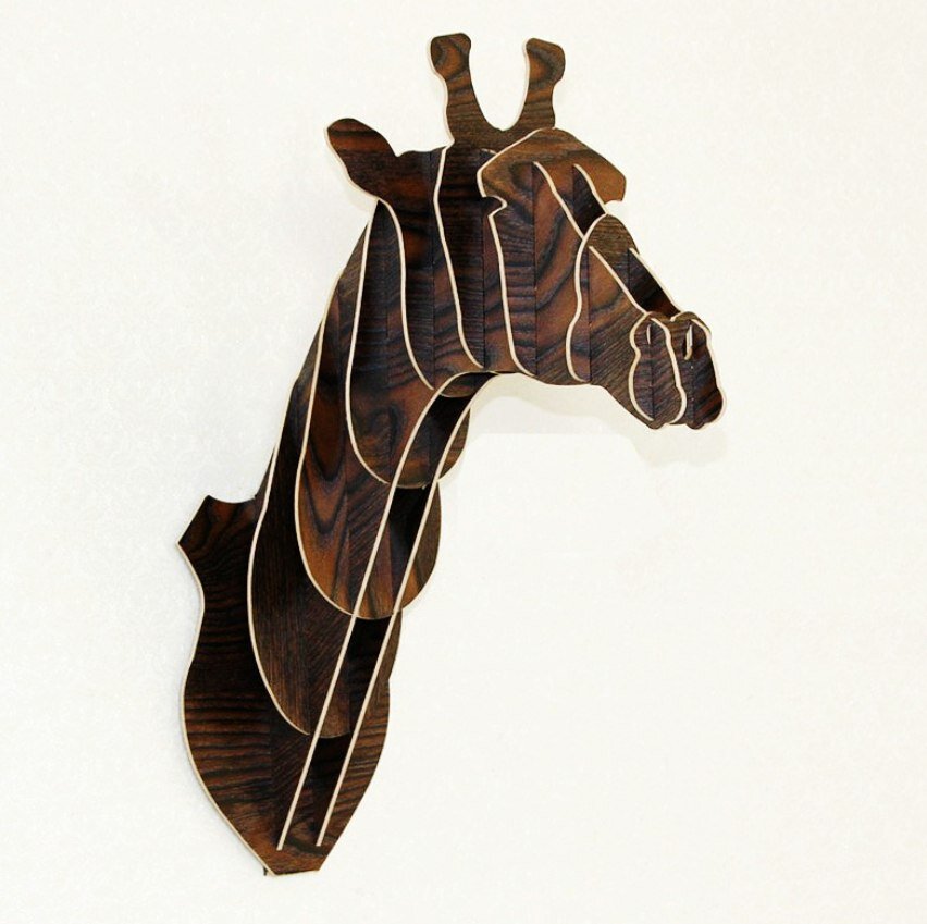Intra απο ξύλο plywood 3mm-4mm πάχος - Trophy Wall Giraffe Δίασταση 30x30 cm Intraeaxys-078yenjo