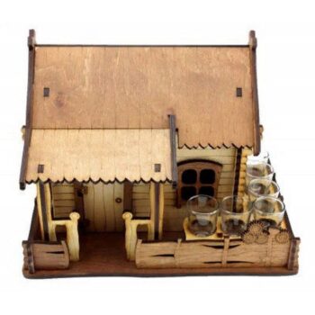 Intra απο ξύλο plywood 3mm-4mm πάχος - Σχάρα κρασιού House Shape Wood Wine Rack 6 Γυάλινη θήκη Δίασταση 40x50 cm Intraeaxys-qomm3zro - Image 1