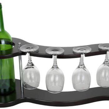 Intra απο ξύλο plywood 3mm-4mm πάχος - Φιάλη κρασιού σε σχήμα κύματος και θήκη για 4 ποτήρια Αρχείο DWG Δίασταση 30x30 cm Intraeaxys-lopqkk37 - Image 1