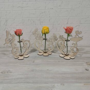 Intra απο ξύλο plywood 3mm-4mm πάχος - Decor Girl Flower Stand Glass Tube Plant Pot Δίασταση 30x30 cm Intraeaxys-voq266eo - Image 1